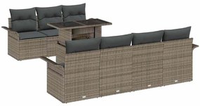 vidaXL Σετ Καναπέ Κήπου με μαξιλάρι 8 pcs Γκρι Πολυ ράταν