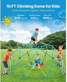 VEVOR Climbing Dome 10FT Geometric Dome Climber with Saucer Swing 1000LBS Loads