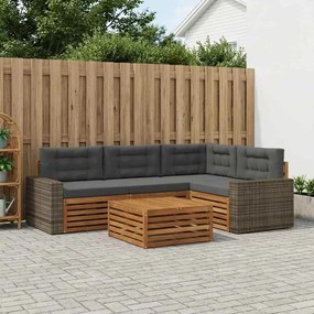 vidaXL Σειρά Καναπέ Εξωτερικού 5 pcs Φυσικό και Ανθρακί