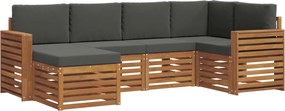 vidaXL Σαλονάκι Γωνιακού Καναπέ με μαξιλάρι 6 pcs Φυσικό και Ανθρακί