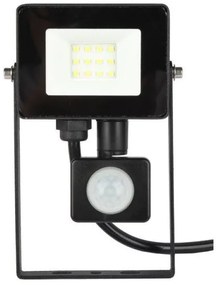 Προβολέας LED SLIM SMD 10W 6000K Ανιχνευτής Κίνησης IP65 Μαύρο Epistar 6242 Spotlight-6242-Μαύρο 6242