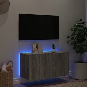 Έπιπλο Τοίχου Τηλεόρασης με LED Γκρι Sonoma 80x35x41 εκ. - Γκρι