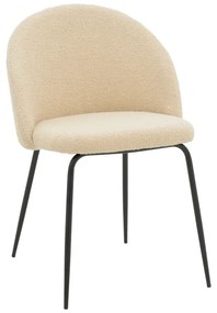Καρέκλα Fersais pakoworld εκρού μπουκλέ-μαύρο μέταλλο 48x57x81εκ | Συσκευασία 2 τμχ