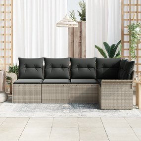 vidaXL Σετ 5 Τεμαχίων Καναπέ Κήπου με Μαξιλάρες Ανοιχτό Γκρι Συνθετικό Ρατάν