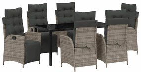 vidaXL Σέτ φαγητού για κήπο 7 pcs Γκρι Πολυ ράταν