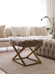 Πουφ Σκαμπό Καφέ/Χρυσό CAPRAZ 40x50x42