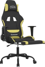 vidaXL Καρέκλα Gaming Μαύρη/Αν. Πράσινο Ύφασμα με Υποπόδιο