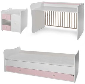 Πολυμορφικό βρεφικό κρεβάτι Mini Max  White + Pink 10150500038A Lorelli