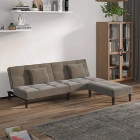 vidaXL Καναπές Κρεβάτι Διθέσιος Αν. Γκρι Βελ. με 2 Μαξιλ. & Υποπόδιο