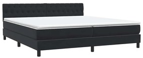 Box Spring Κρεβάτι με στρώμα Μαύρο 180x220 cm Βελούδινο - Μαύρο