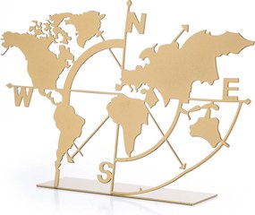 Διακοσμητικό Χώρου Χρυσό WORLD MAP 18x26x5