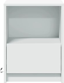 vidaXL Κομοδίνο με Φώτα LED Λευκό από Επεξεργασμένο ξύλο