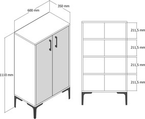 Παπουτσοθήκη Καρυδιά / Κρέμα PRAG 60x35x111