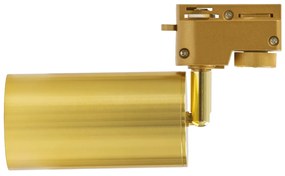 GloboStar® LEO 60357 Κινούμενο Στρόγγυλο Φωτιστικό Σποτ Ράγας Αλουμινίου με Ντουί GU10 AC 220-240V IP20 Φ6 x Υ19cm - 2 Γραμμών - Χρυσό Πλατίνα - 5 Years Warranty