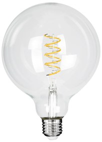 GloboStar 99137 Λάμπα LED  Soft S Spiral Filament E27 G125 Γλόμπος 4W 300lm 360° AC 220-240V IP20 Φ12.5 x Υ18cm Θερμό Λευκό 2700K με Διάφανο Γυαλί Dimmable - 3 Χρόνια Εγγύηση