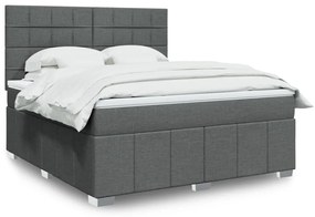 Κρεβάτι Boxspring με Στρώμα Σκούρο Γκρι 180x200 εκ Υφασμάτιν