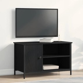 vidaXL Κάστρο Τηλεόρασης Μαύρο Δρυς 80x40x50 εκ Επεξεργασμένο Ξύλο και Χάλυβας