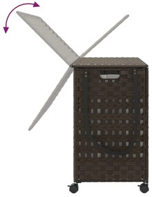 vidaXL Καλάθι Άπλυτων με Τροχούς Σκούρο Καφέ 66x35x60 εκ. από Ρατάν