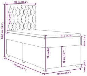 Κρεβάτι Boxspring με Στρώμα Μαύρο 100 x 200 εκ. Υφασμάτινο - Μαύρο