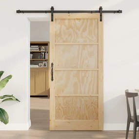 vidaXL Συρόμενη Πόρτα Φυσικό και μαύρο 93 x 202 cm