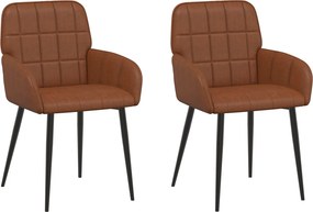 vidaXL Καρέκλες φαγητού 2 pcs Τεχνητό Δέρμα Καφέ 57 x 50 x 85 εκ.