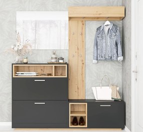 Παπουτσοθήκη με 2 Ράφια Φυσικό/Μαύρο ORANA 85x32x109