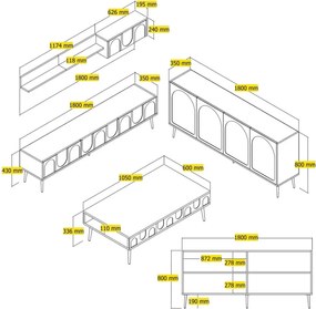 Stewehome Σαλόνι 3 τεμαχίων Κρέμα / Χρυσό 105x60x33.6 cm