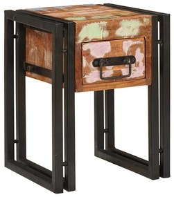 End Table με συρτάρι 30 x 30 x 40 cm Στερεό Ανακτηθέν Ξύλο