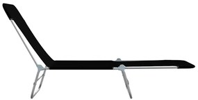 vidaXL Ξαπλώστρες Πτυσσόμενες 2 τεμ. Μαύρες από Ατσάλι / Ύφασμα