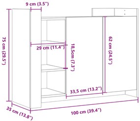 ΜΠΟΥΦΕΣ ΓΚΡΙ SONOMA 100 X 33 X 75 ΕΚ. ΑΠΟ ΕΠΕΞΕΡΓΑΣΜΕΝΟ ΞΥΛΟ 848414