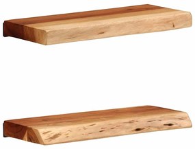 Ράφια Τοίχου 2 τεμ. 40x20x3,5 εκ. από Μασίφ Ξύλο Ακακίας