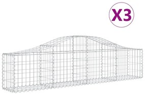 vidaXL Συρματοκιβώτια Τοξωτά 3 τεμ. 200x30x40/60 εκ. Γαλβαν. Ατσάλι