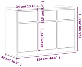 Μπουφές SAUDA Δρυς 114x43x75,5 εκ. από Μασίφ Ξύλο Πεύκου - Καφέ