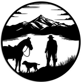 Διακοσμητικό Τοίχου Hunter On Lake 891TNL3727 53x53cm Black Wallity Μέταλλο