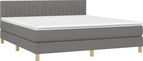 vidaXL Κρεβάτι Boxspring με Στρώμα Σκούρο Γκρι 180x200 εκ Υφασμάτιν