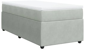 vidaXL Κρεβάτι Boxspring με Στρώμα Ανοιχτό Γκρι 90x200 εκ. Βελούδινο
