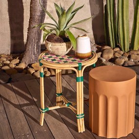 Βοηθητικό τραπεζάκι από ρατάν και πλεγμένη ρητίνη, Bianca