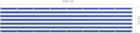 vidaXL Διαχωριστικό Βεράντας Λευκό/Μπλε 75 x 400 εκ. Ύφασμα Oxford