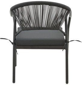 Καρέκλα - Πολυθρόνα Jerqui wicker rattan μαύρο-μεταλλικό μαύρο πόδι-μαύρο μαξιλάρι 60x64x78 εκ. 60x64x78 εκ.