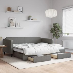 Καναπές Κρεβάτι Συρόμενος Σκούρο Γκρι 90x200 εκ Ύφασμα Συρτάρια - Γκρι