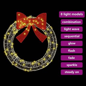 vidaXL Στεφάνι με 80 LED Θερμό λευκό 92 x 92 x 9,5 εκ Ακρυλικό