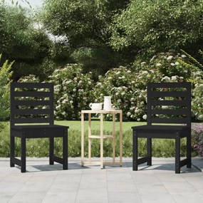 Καρέκλες Κήπου 2 τεμ. Μαύρο 40,5x48x91,5 εκ. Μασίφ Ξύλο Πεύκου
