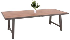 OUTDOOR ALUMINUM TABLE GOBAR  CHAMPAGNE WITH WOOD-LIKE TABLETOP 240Χ105Χ75Hcm.