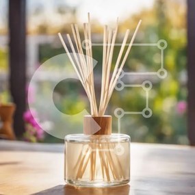 Intra Συλλεκτικό Ξύλινο Παζλ Plywood  4mm - Γυάλινο βάζο με ξύλινα ραβδιά σε ξύλινο τραπέζι Σε Ξύλινο Κουτί - Διαστάσεις: 10x10 cm – 25 κομμάτια