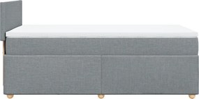 vidaXL Κρεβάτι Boxspring με Στρώμα Ανοιχτό Γκρι 90x200 εκ. Υφασμάτινο