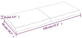 Επιφ Τραπεζιού Αν Καφέ 120x50x(2-6)εκ.Ακατέργ. Μασίφ Ξύλο Δρυός - Καφέ