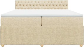 vidaXL Κρεβάτι Boxspring με Στρώμα Κρεμ 200x200 εκ. Υφασμάτινο