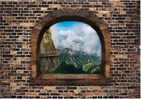 Αυτοκόλλητη φωτοταπετσαρία - Stony Window: Mountains - 245x175