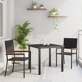 vidaXL Σετ Τραπεζαρίας Κήπου 3 Τεμαχίων  Μαύρο Ρατάν