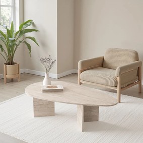 Τραπεζάκι Σαλονιού Τραβερτίνη DREBE 139.5x79.5x42